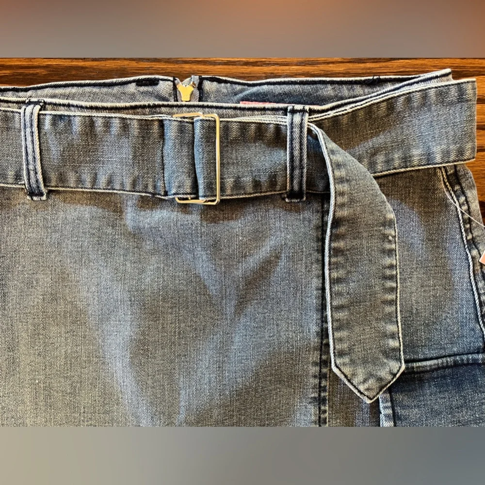 NWT Juicy Couture Belted Denim Front Slit Cargo Midi Skirt, 10/30